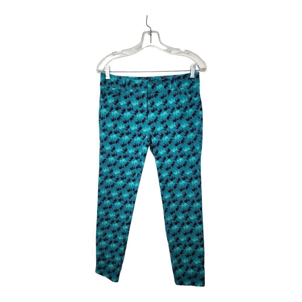 New York & Company Teal Patterned Ankle Pants